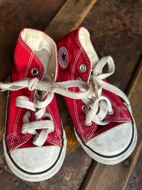 Converse Kids Red High-Top Canvas Sneakers with White Laces